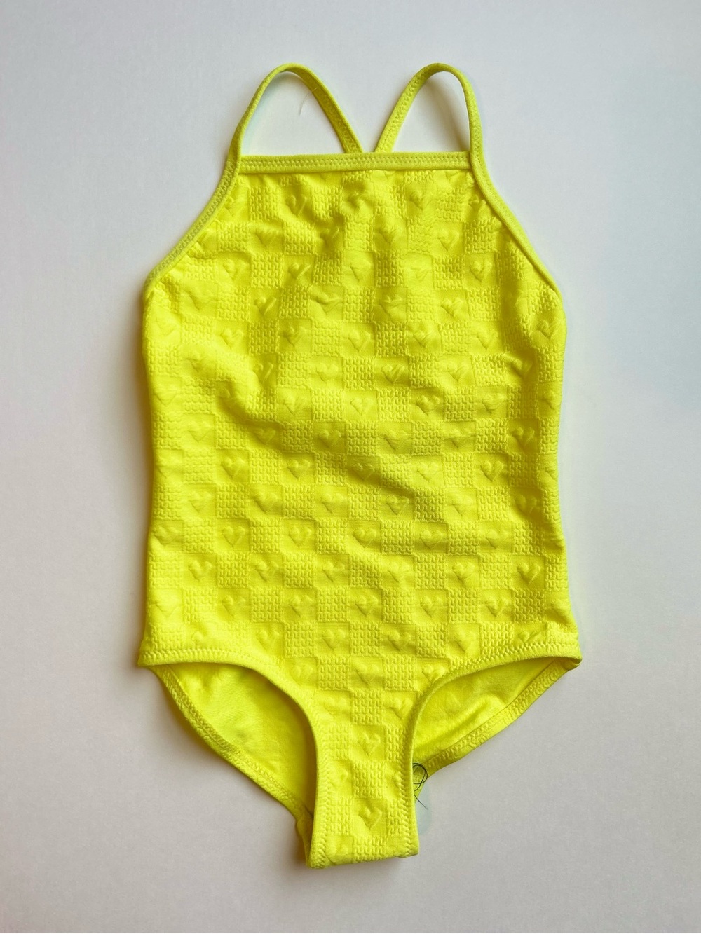Zara Bright Yellow Textured heart One-Piece Swimsuit